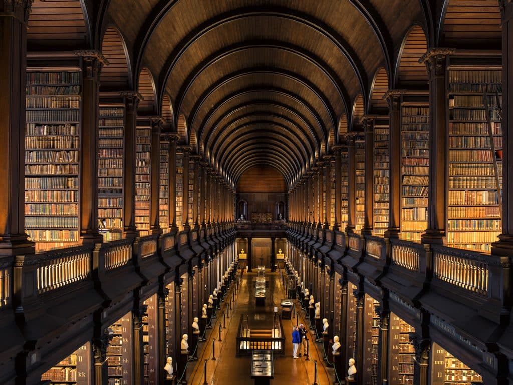 The Long Room is a beautiful old library in Trinity College Dublin