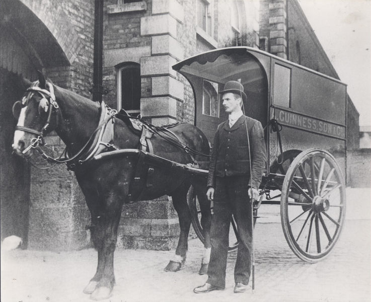 Messenger and cart at St. James's Gate Guinness Brewery circa 1900