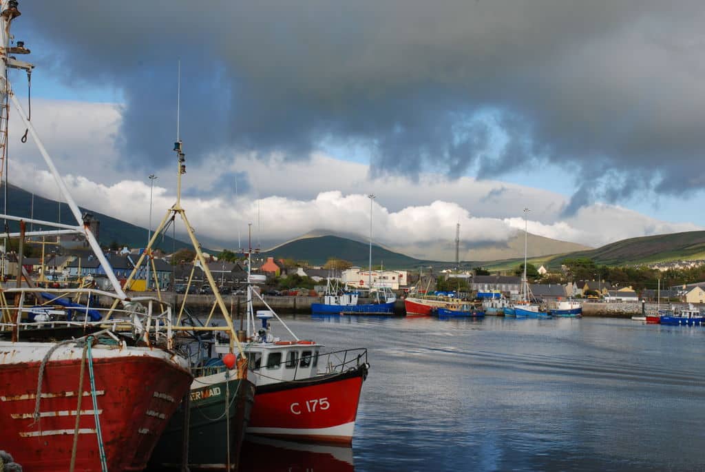 Take-up reel for fishing nets in Killybegs, Ireland Stock Photo