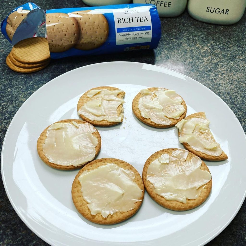 Rich tea biscuits with butter will probably be offered to you at your grannies house.