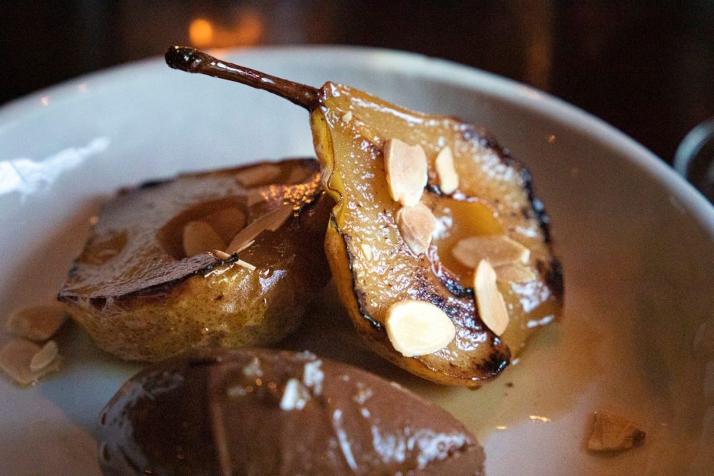For dessert at the Courthouse restaurant, you need to try the roasted pear.