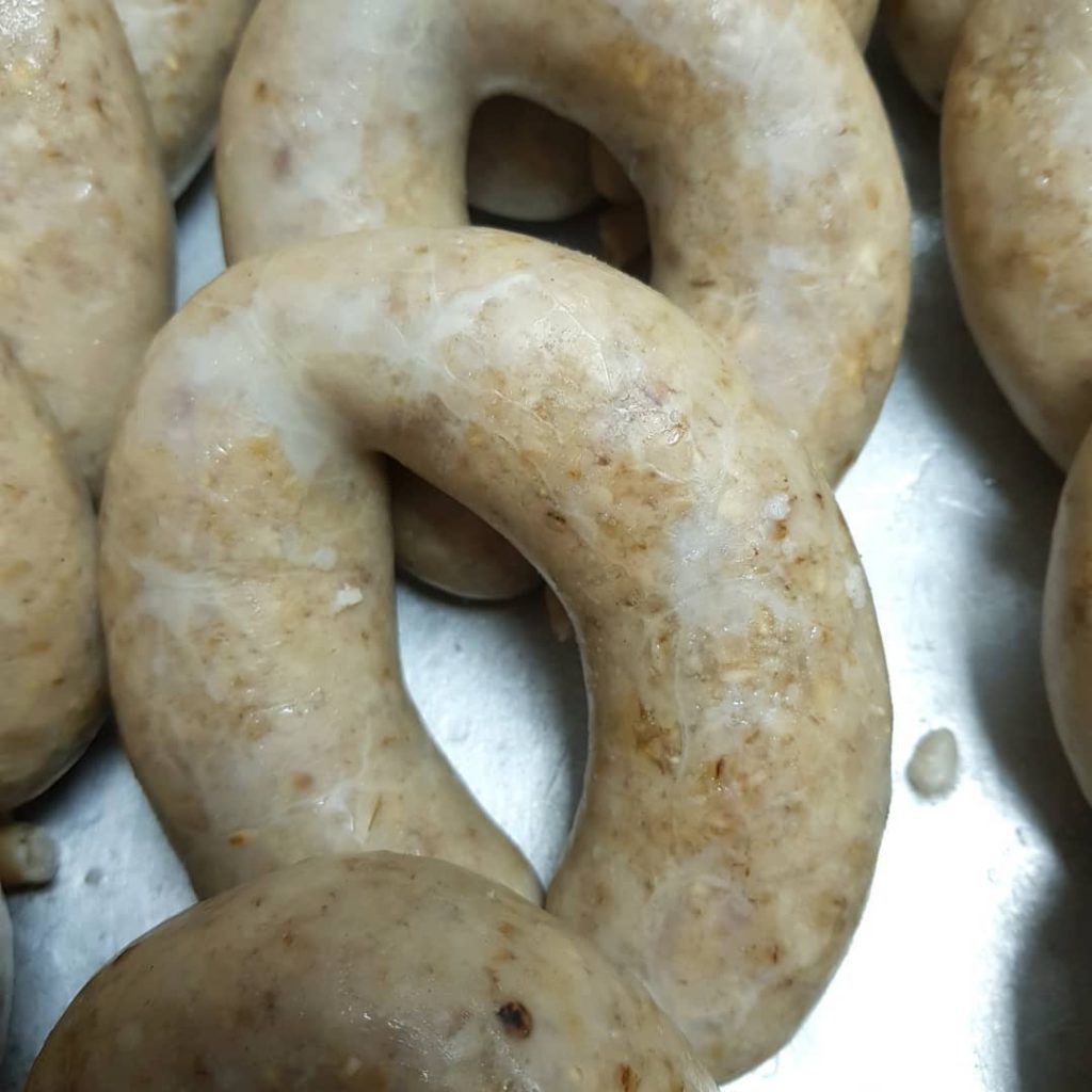 White pudding is the Irish addition to a breakfast fry.