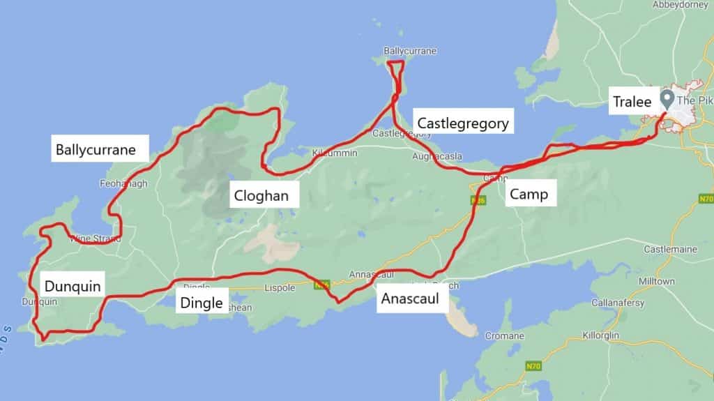 Dingle Way route map.