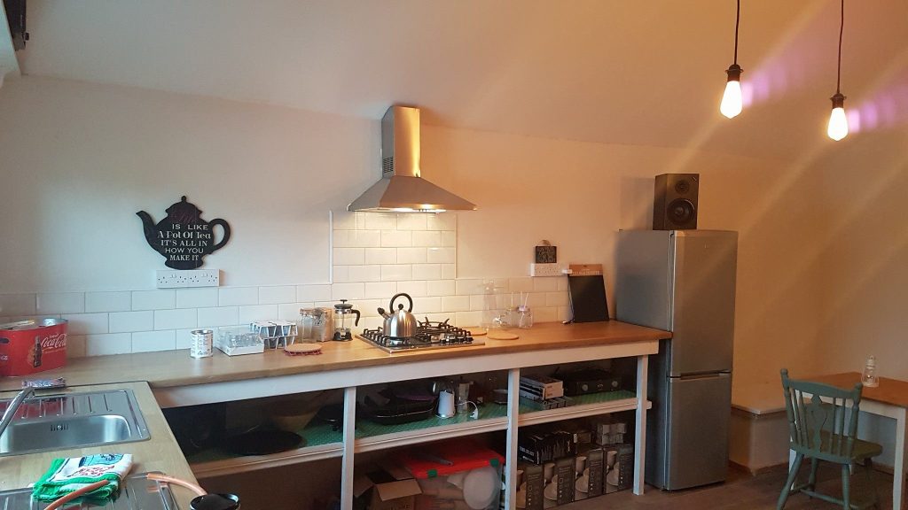 The hobbit huts in Mayo are close to a communal kitchen on-site.