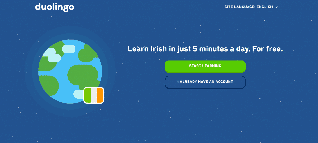 Duolingo is a staple of best places for learning Irish online.