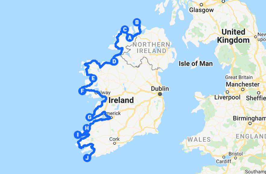 An in-depth map of the Wild Atlantic Way.