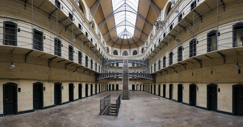 The inside of Kilmainham Gaol including the entrances to several of its cells. Dublin is one of Ireland's 10 most popular counties.
