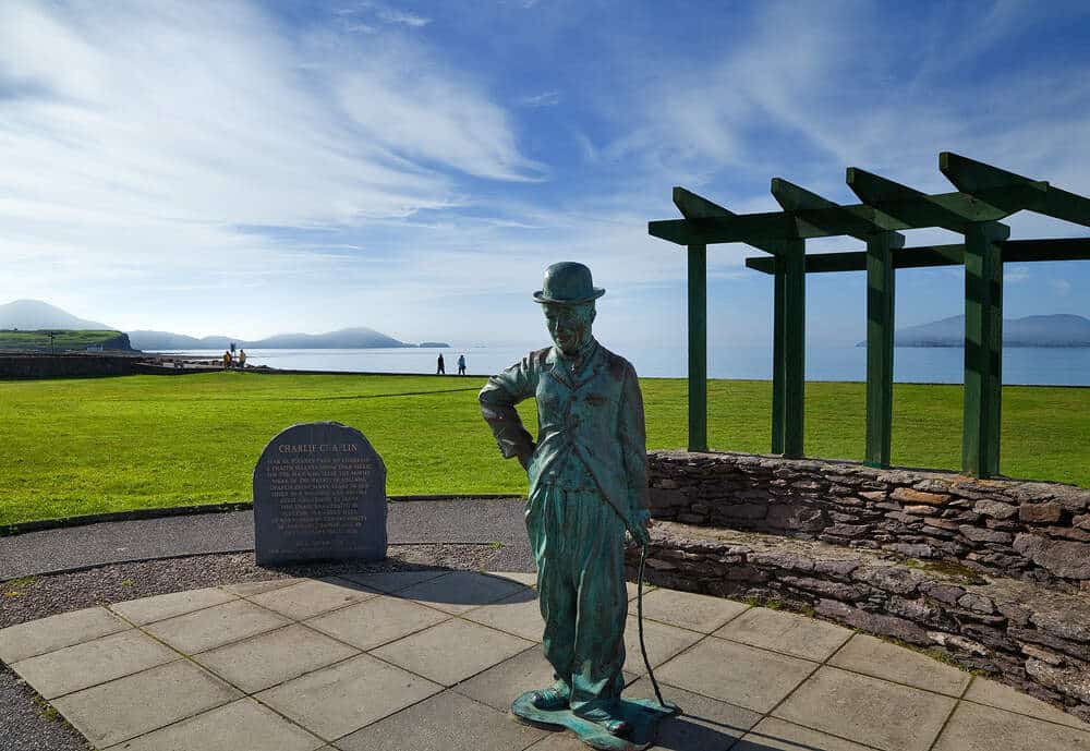 Charlie Chaplin statue in Waterville.