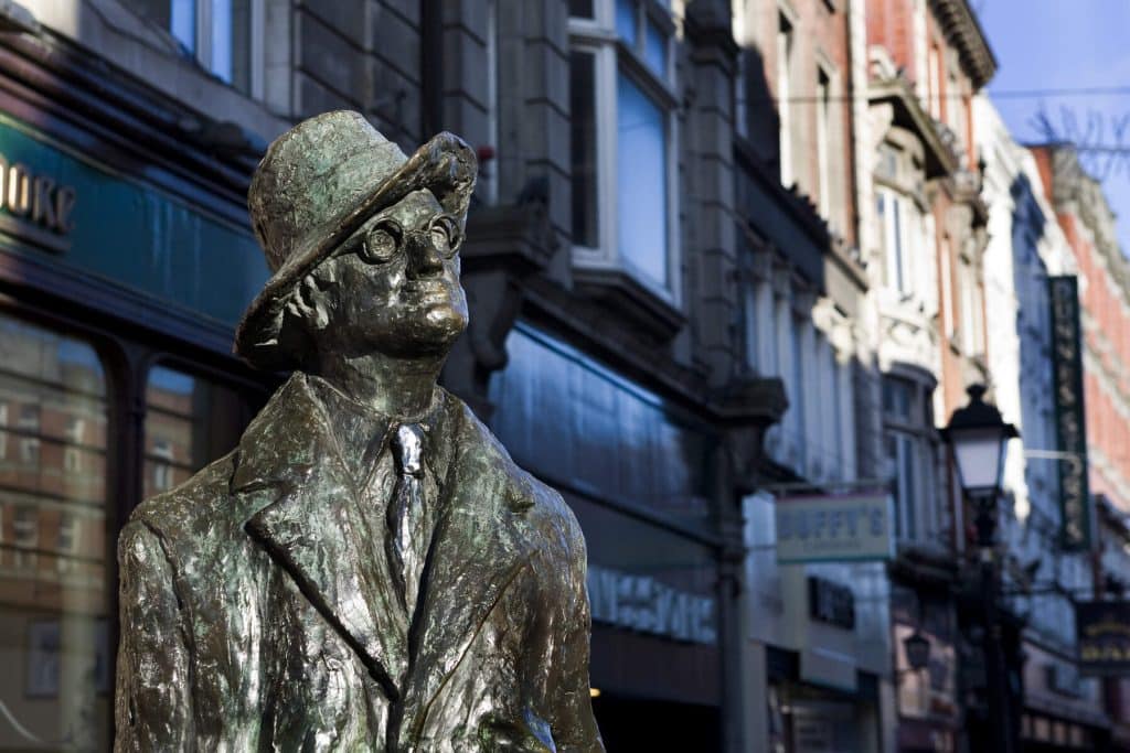 A statue of James Joyce.