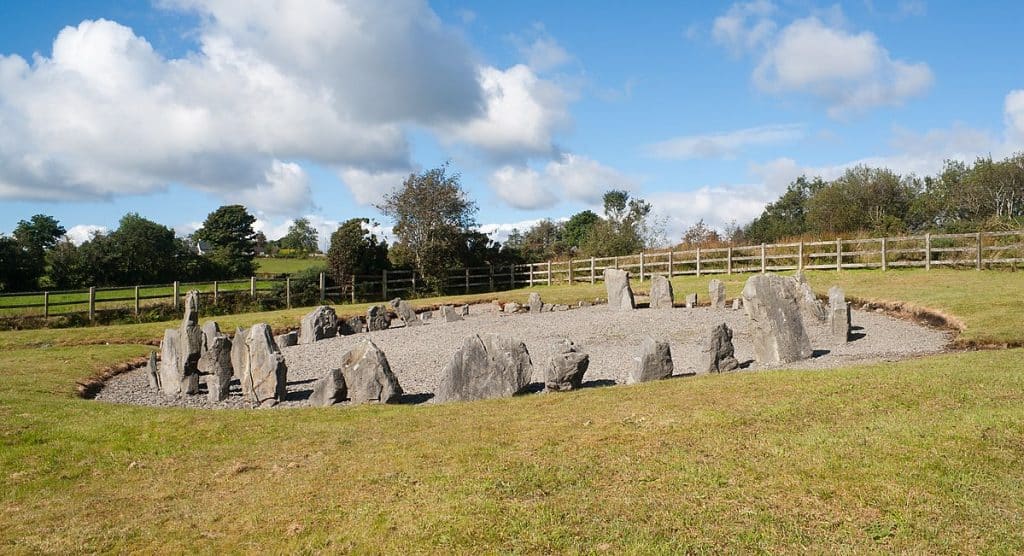 Drumskinny Stone Circle on a bright day.