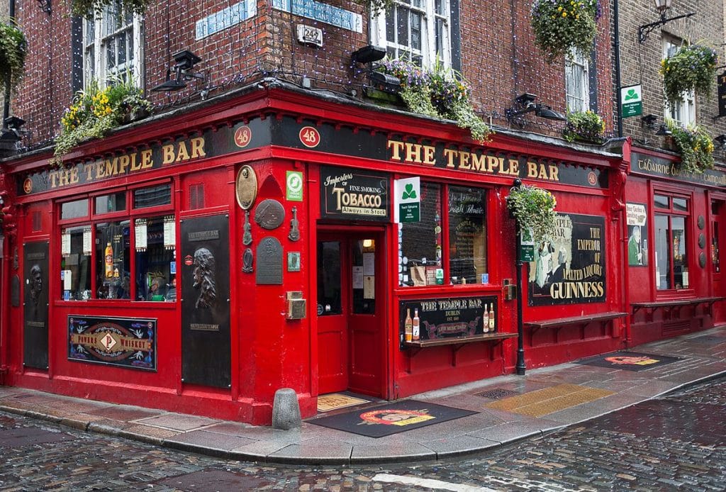 The exterior of the Temple Bar pub in Dublin, one of Ireland's most overhyped, overrated tourist traps.