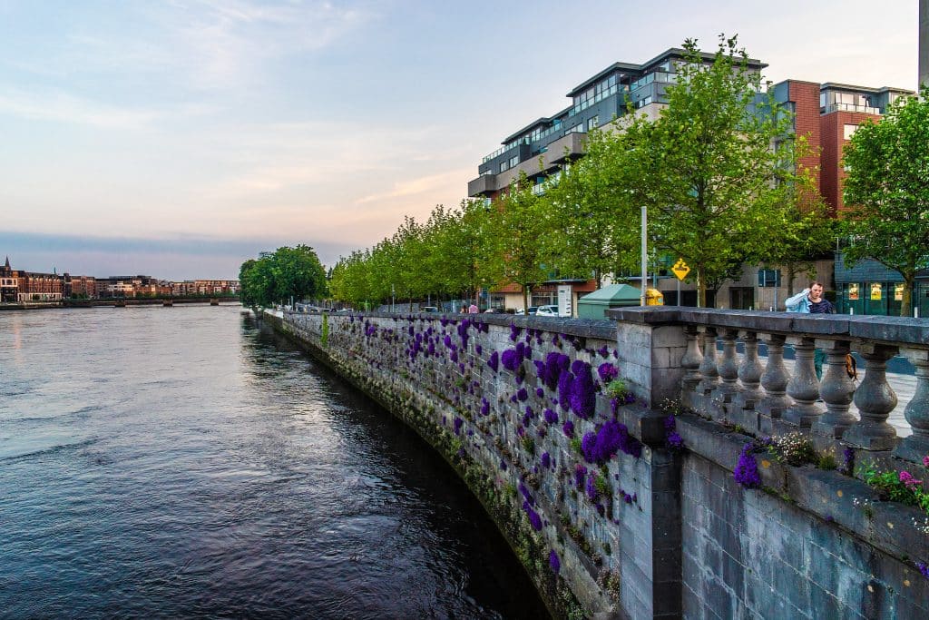 A shot of the River Shannon passing through Limerick, one of the most sustainable destinations in Europe.