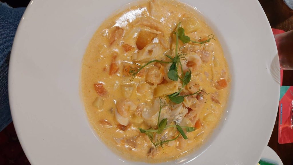 A bowl of seafood chowder available from Dillons Hotel, Letterkenny.