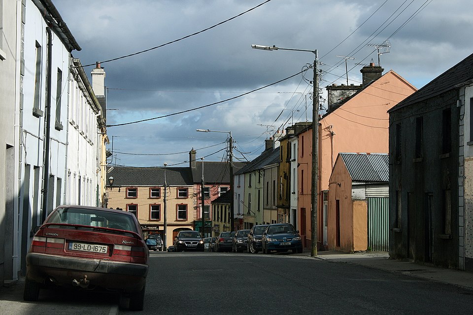 Market Street, Granard, near to Granard, Longford, Ireland. Part of the R194 through the town.