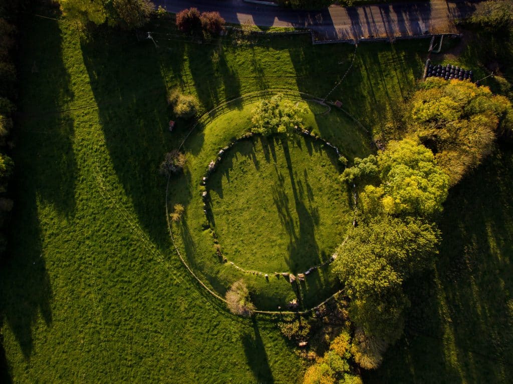 Aerial View of the Great Grange Stone Circle, Lough Gur, Co Limerick.
