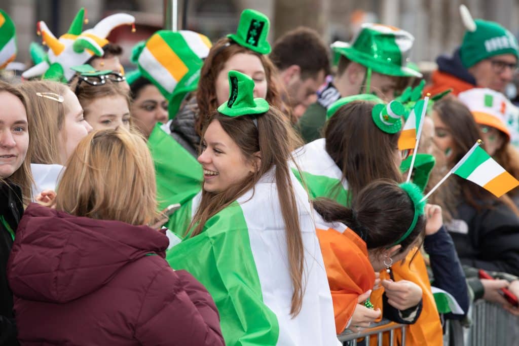 A picture of the crowd at the St Patrick's Day Festival in Dublin.