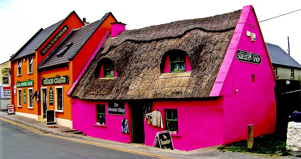 Doolin - Fisher Street - Village Area - Colourful Buildings at East End of Street.