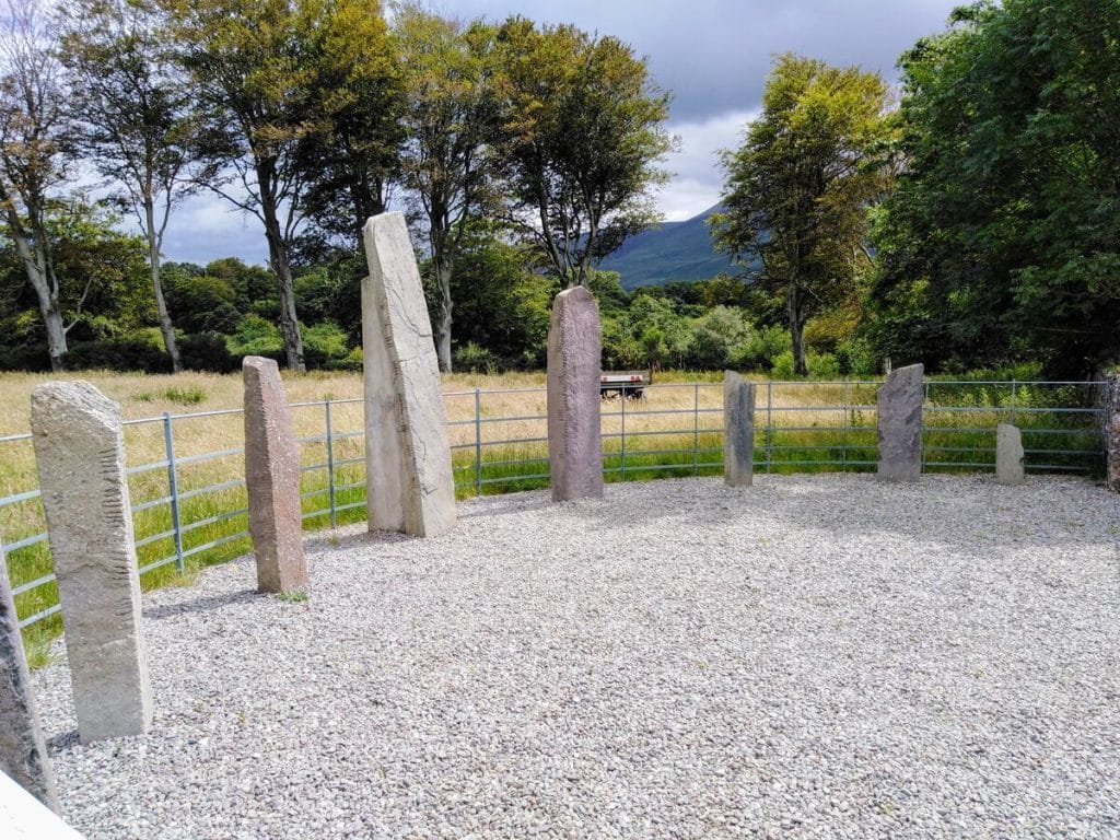 Stone circle with Ogham Stones in Ireland.